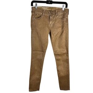 AG Jeans The Legging‎ Ankle Super Skinny Size 27 Brown Coated Denim Leather Look